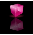 pink glass cube on a smooth surface vector image vector image