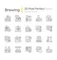 brewing pixel perfect linear icons set vector image