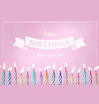 birthday pink greeting card design template vector image vector image