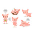 pigs hand drawn style cute funny characters vector image