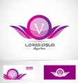 letter v pink purple wings logo vector image