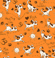seamless pattern with dog doing yoga position vector image vector image