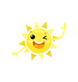 cartoon icon of friendly yellow sun winking eye vector image