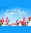 easter card with paper cut egg shape frame vector image vector image