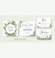 greenery floral wedding invitation thank you cards vector image vector image
