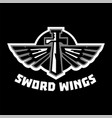 logo sword wings steel arms the emblem vector image