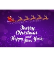 santa claus rides in sleigh in harness on reindeer vector image