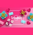 valentines day 3d pink love layout greeting card vector image