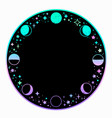 mystical round pastel frame with moon faces vector image