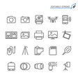 photography line icons editable stroke vector image