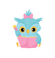 cute wise owl reading a book school education vector image