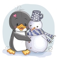 penguin and snowman vector image