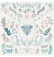 hand sketched rustic floral doodle branches vector image vector image