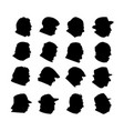set senior people face profile silhouette vector image