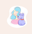 pretty girl behind dog with love vector image