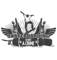 skateboarding black poster vector image vector image