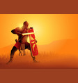 ancient rome legionnaire in a position ready vector image vector image