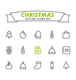 christmas outline icons set vector image