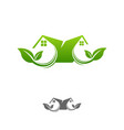 green leaves eco home logo design template vector image vector image