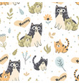 mother cat with kitten seamless pattern vector image vector image