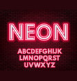 red-white neon alphabet on a dark background vector image