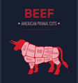 american primal beef meat cuts diagram vector image vector image