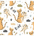 cute tigers mother and baby seamless pattern vector image vector image