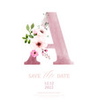 pink watercolor of alphabet a decorated vector image