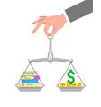 balance scales with stack books and money vector image