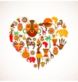 heart with africa icons vector image vector image