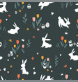 cute hand drawn easter bunnies seamless pattern vector image vector image