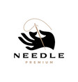 hand hold holding needle thread logo icon vector image