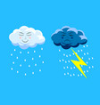 set cute rain clouds vector image
