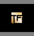 simple gold letter tf logo design template vector image vector image