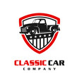 classic car shield logo design vector image vector image