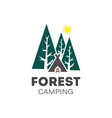forest camping logo on a white background vector image