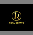 simple letter r gold real estate logo design vector image vector image