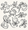 baroque swirl design element set vector image