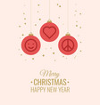 christmas card design hanging balls vector image vector image