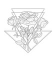 triangle with rose flowers hand drawn monochrome vector image vector image