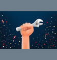 labor day greeting card template mans hand vector image