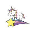nice unicorn with horn and shooting star vector image
