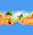oasis in desert with sand hills river and palm vector image