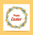 greeting card template with tulip flowers wreath vector image vector image