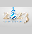 happy new year 2023 gold numbers design vector image