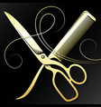 scissors and comb golden curl hair symbol vector image vector image