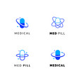 flat line medicine icons blue and green emblem vector image vector image