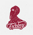 turkey hand written lettring logo label vector image