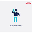 two color man with mobile phone icon from vector image