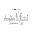 one single line drawing oklahoma city skyline vector image